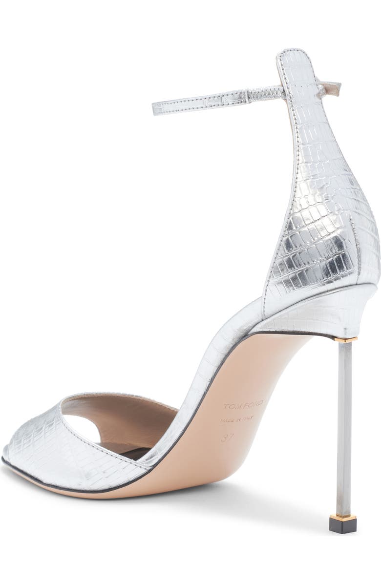 TOM FORD Stiletto Ankle Strap Sandal, Alternate, color, Silver