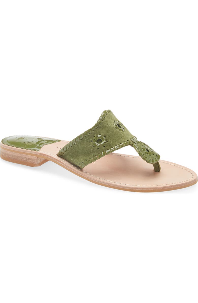 Jack Rogers Jacks Flat Leather Sandal, Main, color, Olive