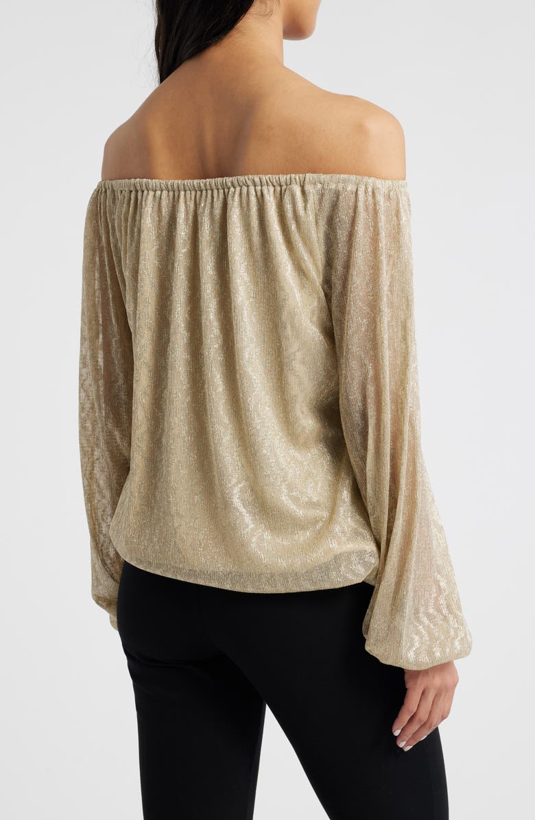 Vince Camuto Metallic Tie Hem Off the Shoulder Top, Alternate, color,