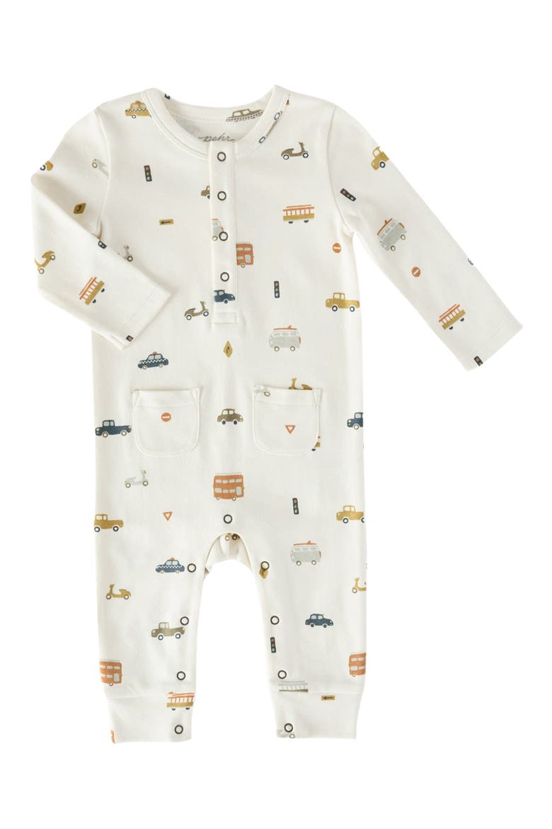 Henley Patch Pocket Organic Cotton Romper, Main, color, RUSH HOUR