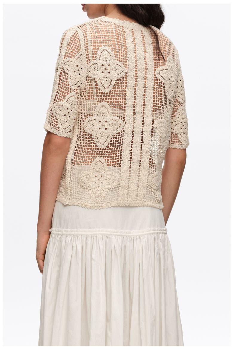 Openwork Knit Cardigan, Alternate, color, SAND