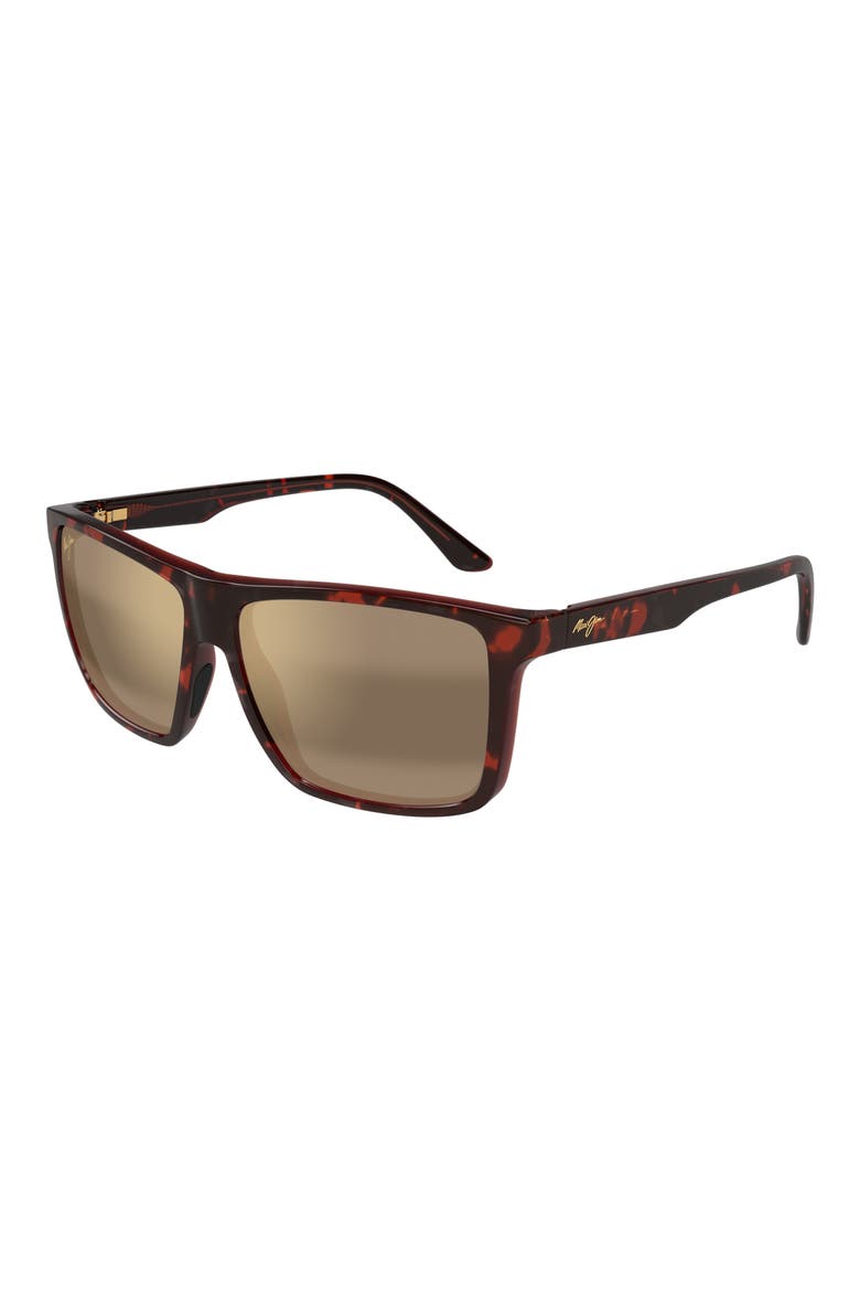 Mamalu Bay 60mm Polarized Square Sunglasses, Alternate, color, CHERRY TORTOISE