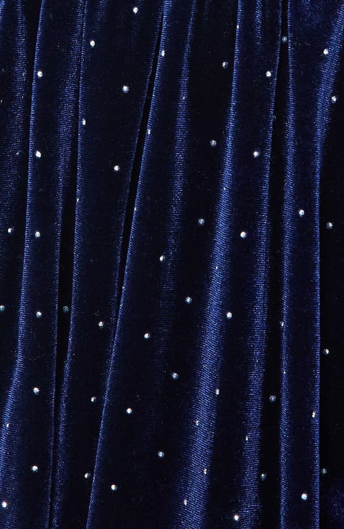 Vici Collection Hostess Off The Shoulder Long Sleeve Velvet Minidress In Blue