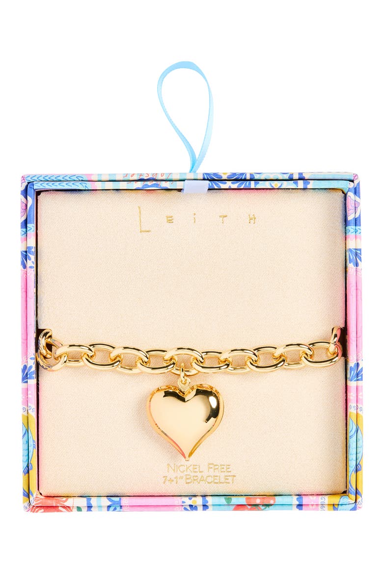 Heart Charm Bracelet, Main, color, GOLD