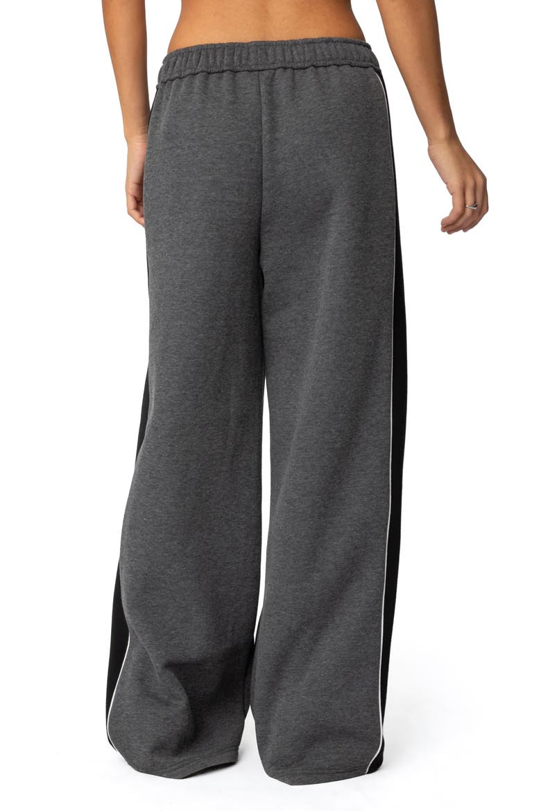 Contrast Stripe Wide Leg Sweatpants, Alternate, color, DARK-GRAY