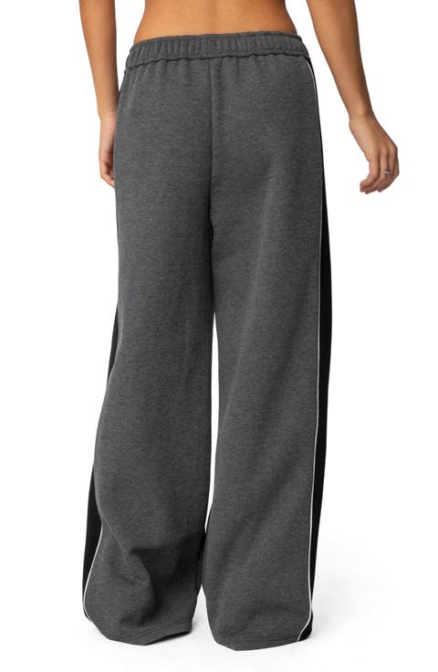 Contrast Stripe Wide Leg Sweatpants