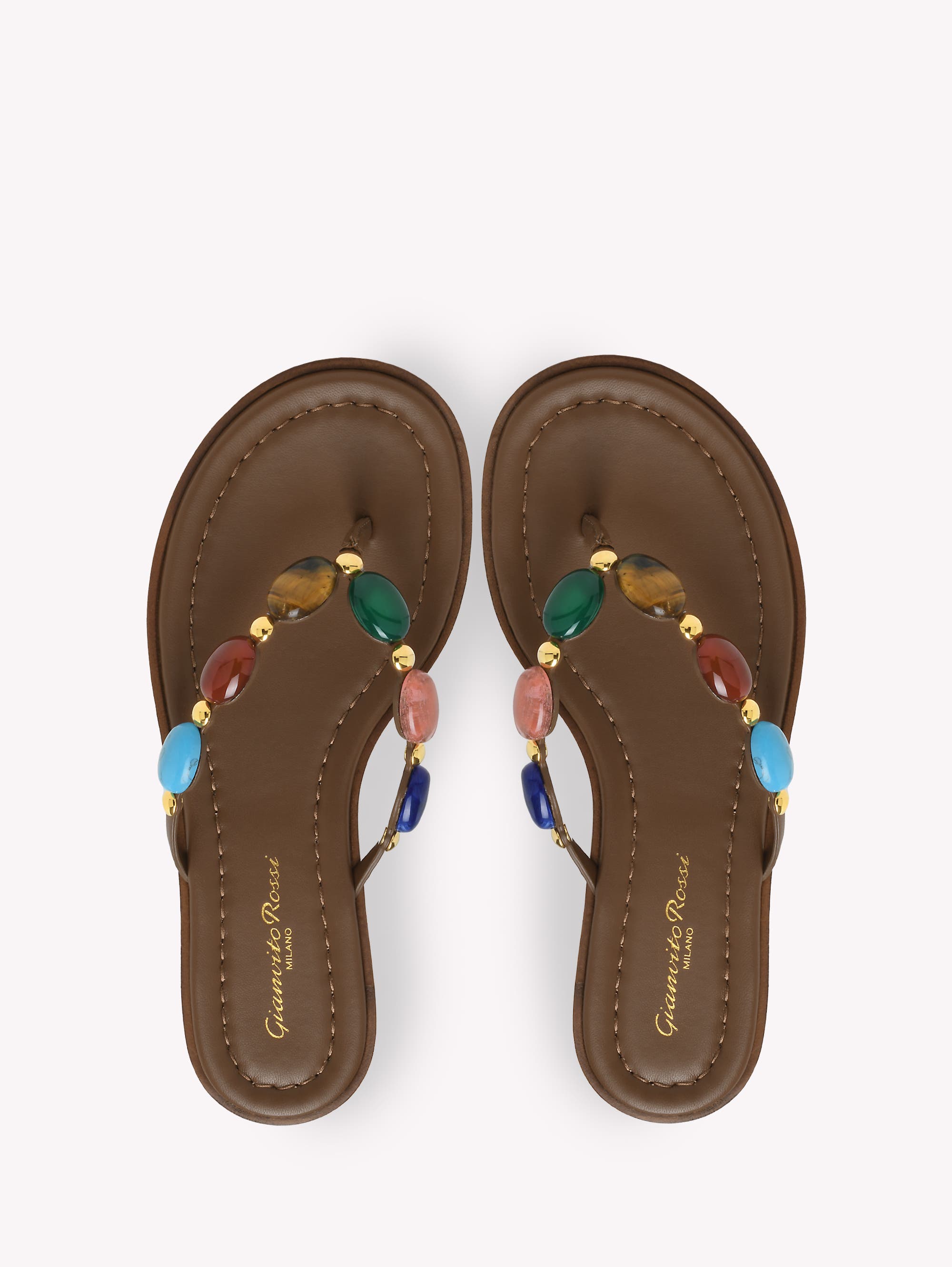 Gianvito Rossi Shanti Thong 05 Sandals, Alternate, color, Brown