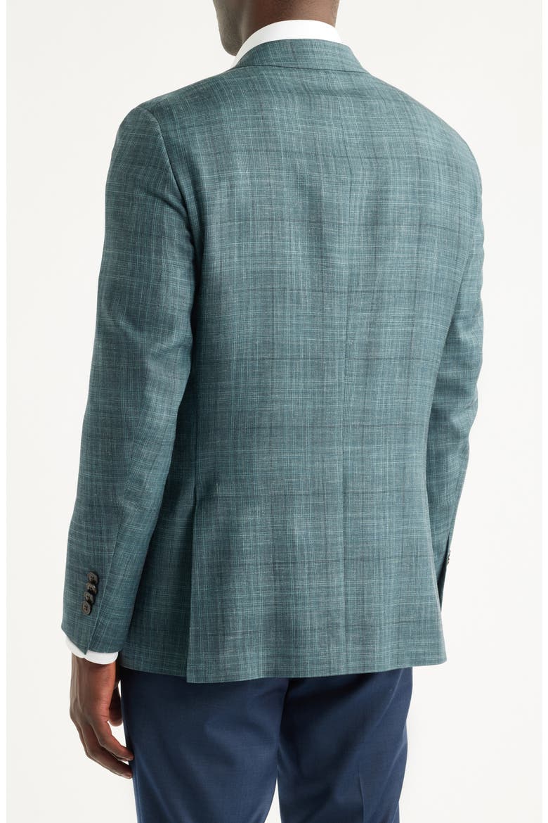 Hartford Classic Fit Teal Plaid Wool Blend Sport Coat, Alternate, color, GREEN