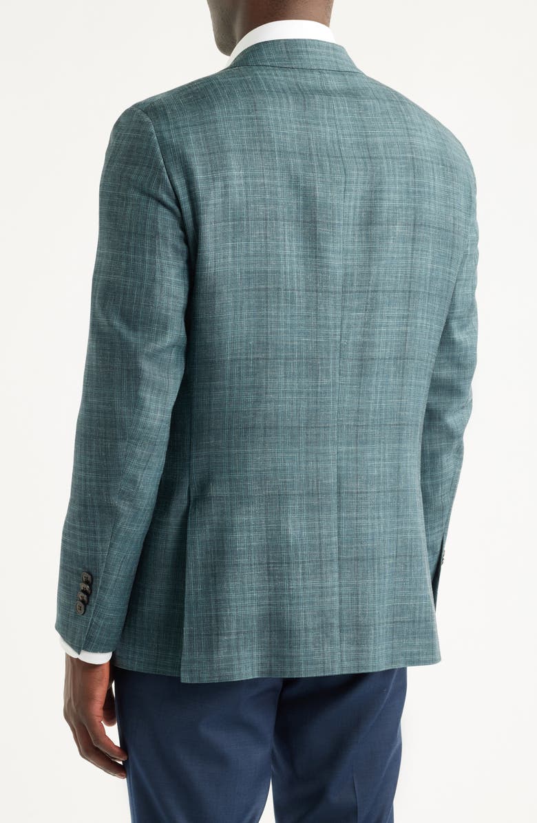 Peter Millar Hartford Classic Fit Teal Plaid Wool Blend Sport Coat, Alternate, color, Green