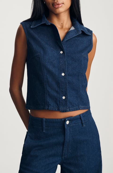 Bria Sleeveless Crop Denim Shirt