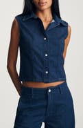 Mavi Jeans Bria Sleeveless Crop Denim Shirt
