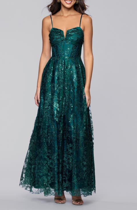 Glitter Sequin Corset Gown