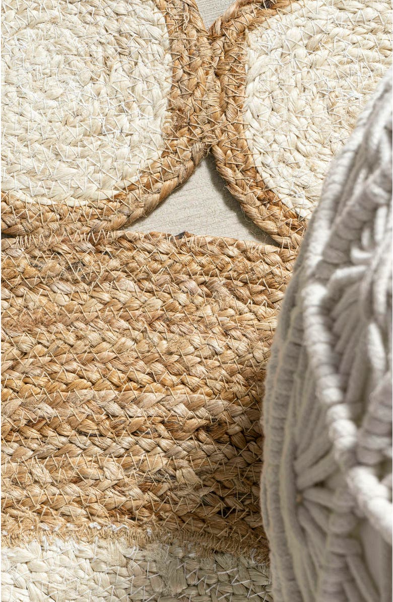 JONATHAN Y Skye Two-Tone Jute Circle Border Round Area Rug, Alternate, color, Cream/Natural