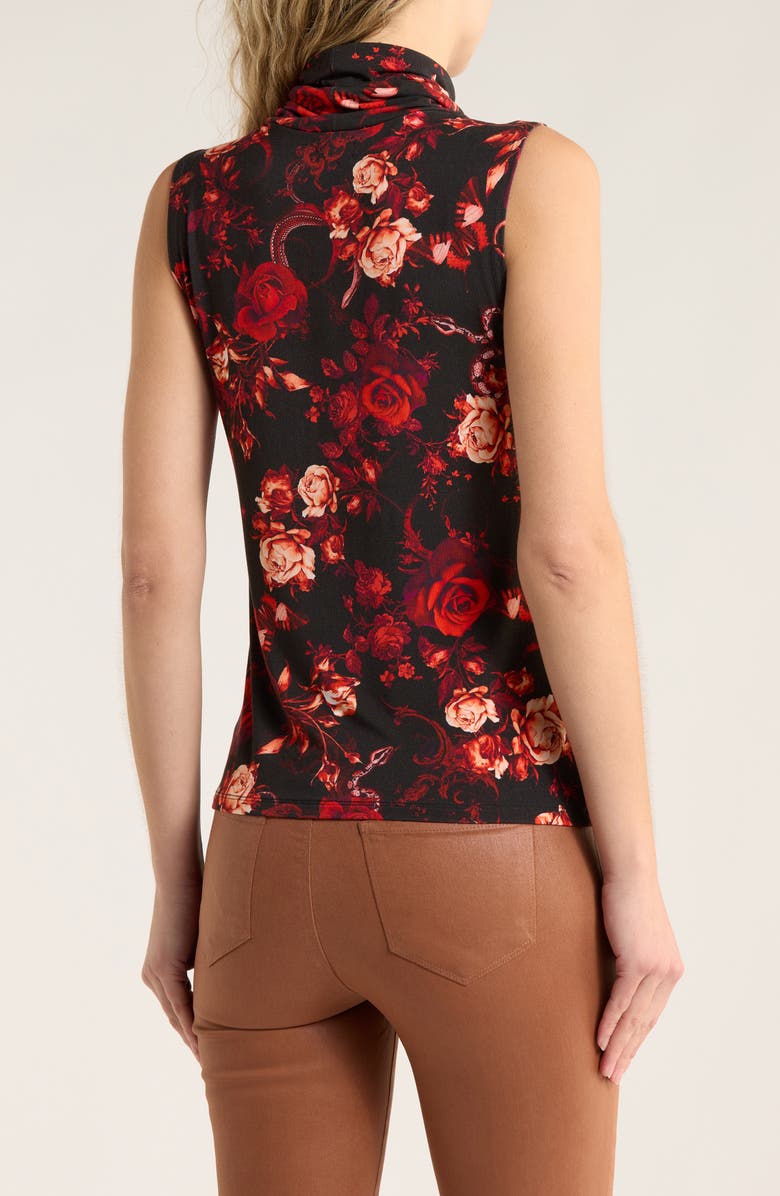 L'AGENCE Ceci Floral Sleeveless Turtleneck Top, Alternate, color, Black/ Red Baroque Floral