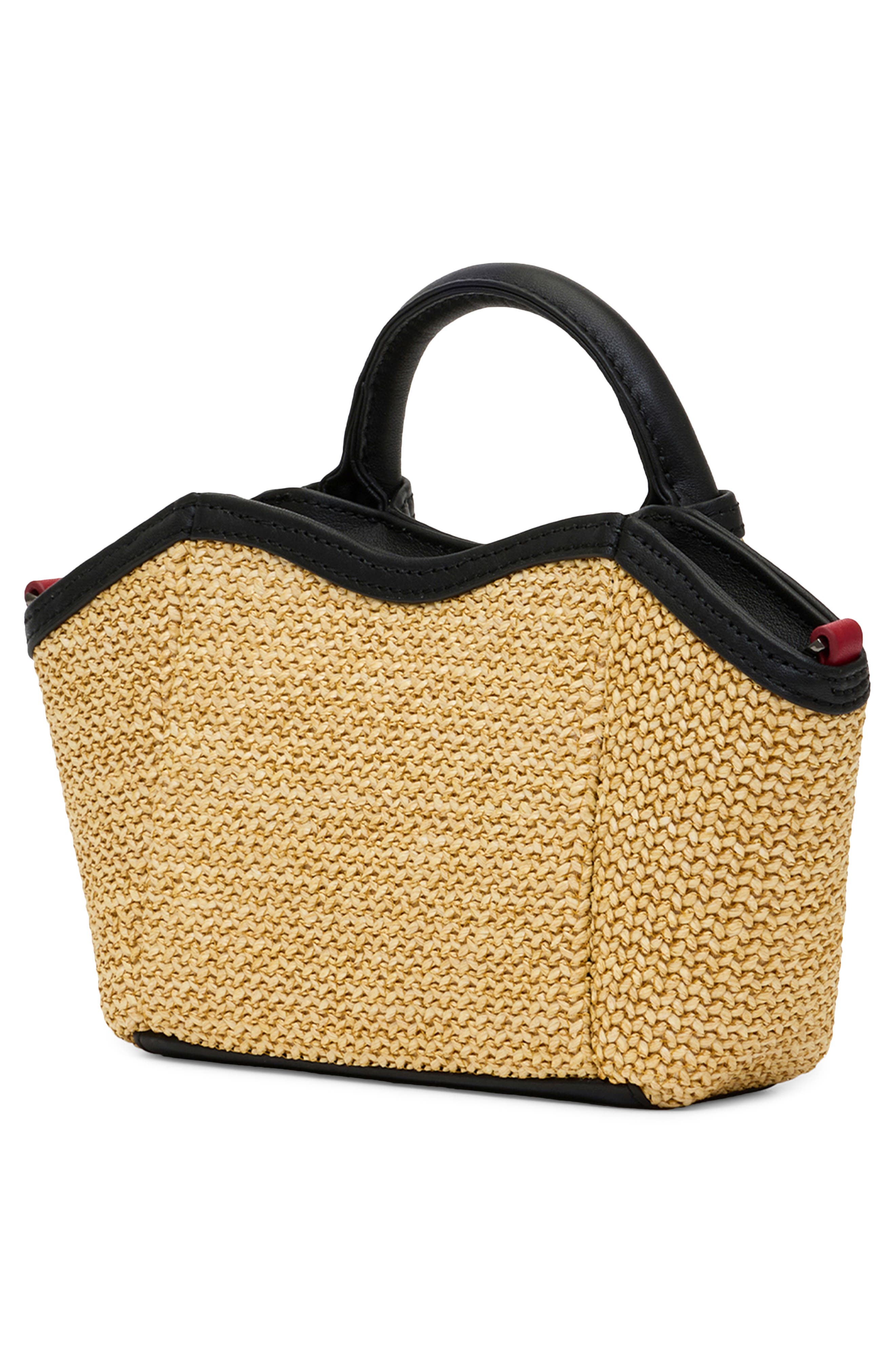 HAMMITT Mini Paul Leather Top Handle Bag, Alternate, color, Noir Smooth Raffia/ Gunmetal