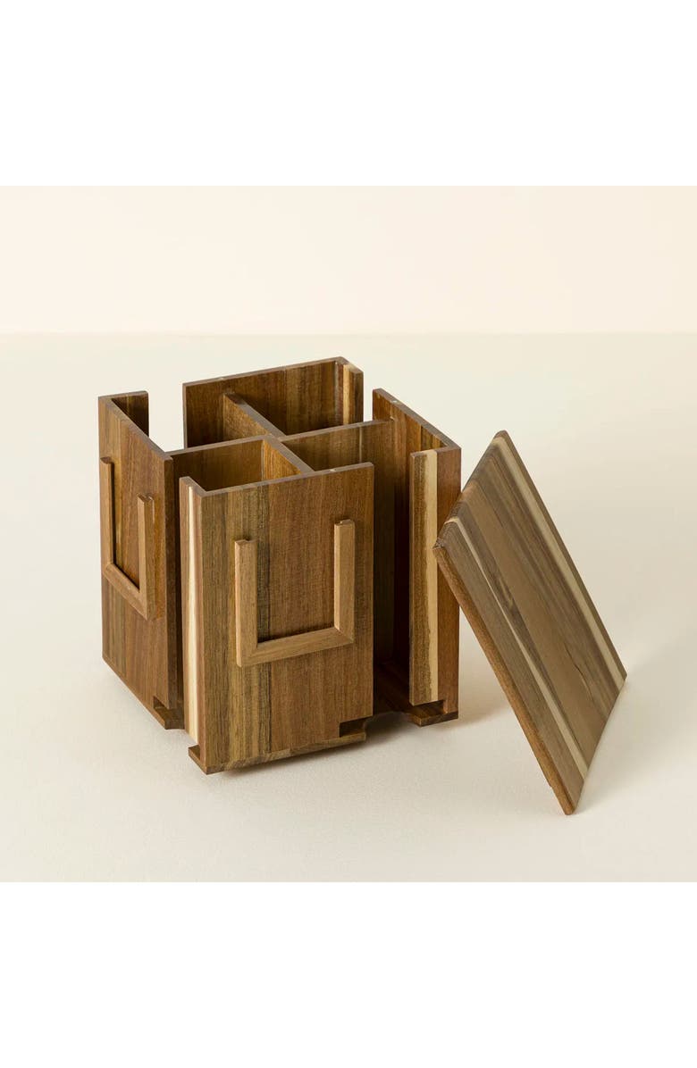 Uncommon Goods Swiveling Tea Organizer by Karmic Creations, Alternate, color, Brown