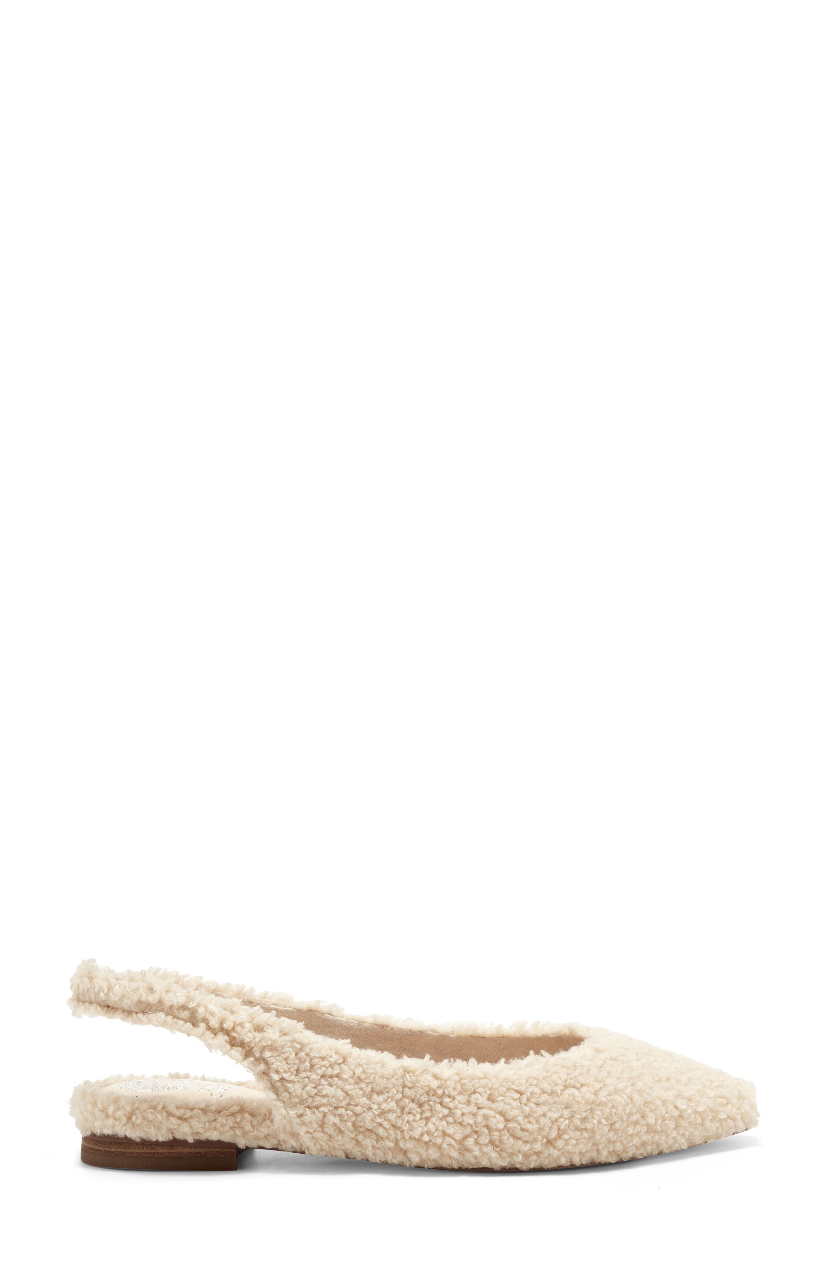 Presnue Faux Shearling Slingback Flat, Alternate, color, NATURAL