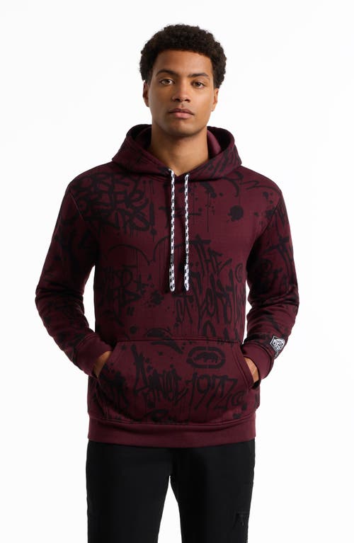 Ecko Unltd . Intertwine Splash Hoodie In Burgundy