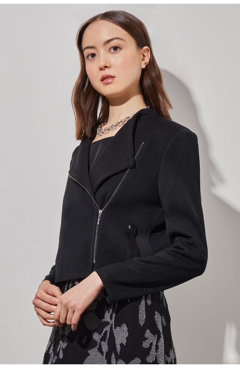 Ming Wang Tailored Moto Jacket, Main, color, Black
