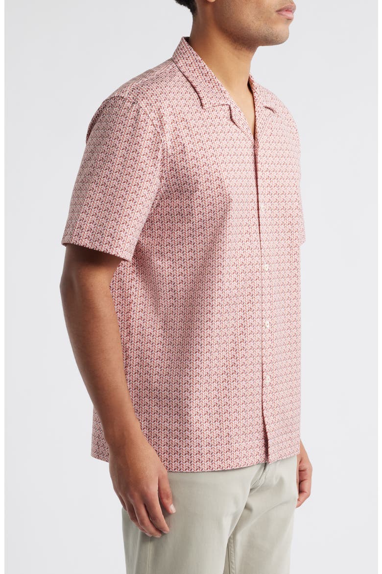Cole OoohCotton® Geo Print Camp Shirt, Alternate, color, BRICK