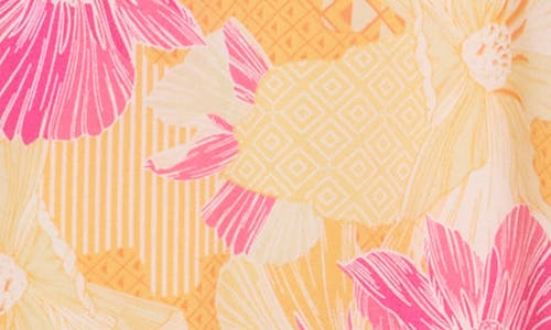 Boho Me Floral Print Button-up Cover-up Shirt In Patch Mango