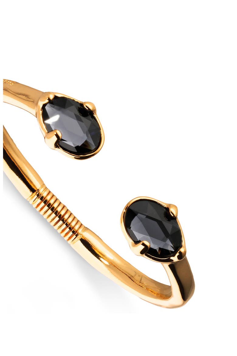 Rigid Bracelet Plated In 18K Gold And Black Faceted Crystals, Alternate, color, Gold