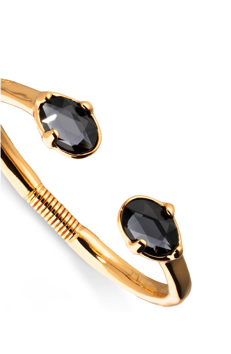 UNODE50 Rigid Bracelet Plated In 18K Gold And Black Faceted Crystals, Alternate, color, Metallic Gold