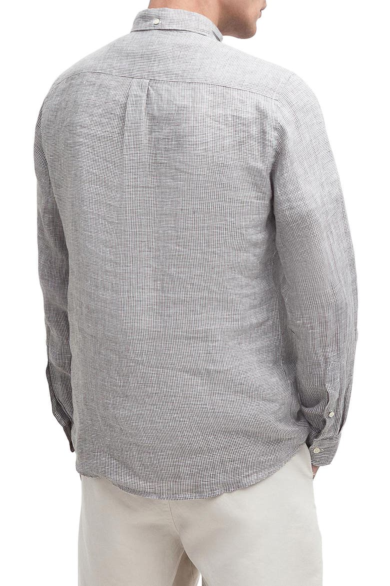 Linton Tailored Fit Check Linen Button-Down Shirt, Alternate, color, OLIVE