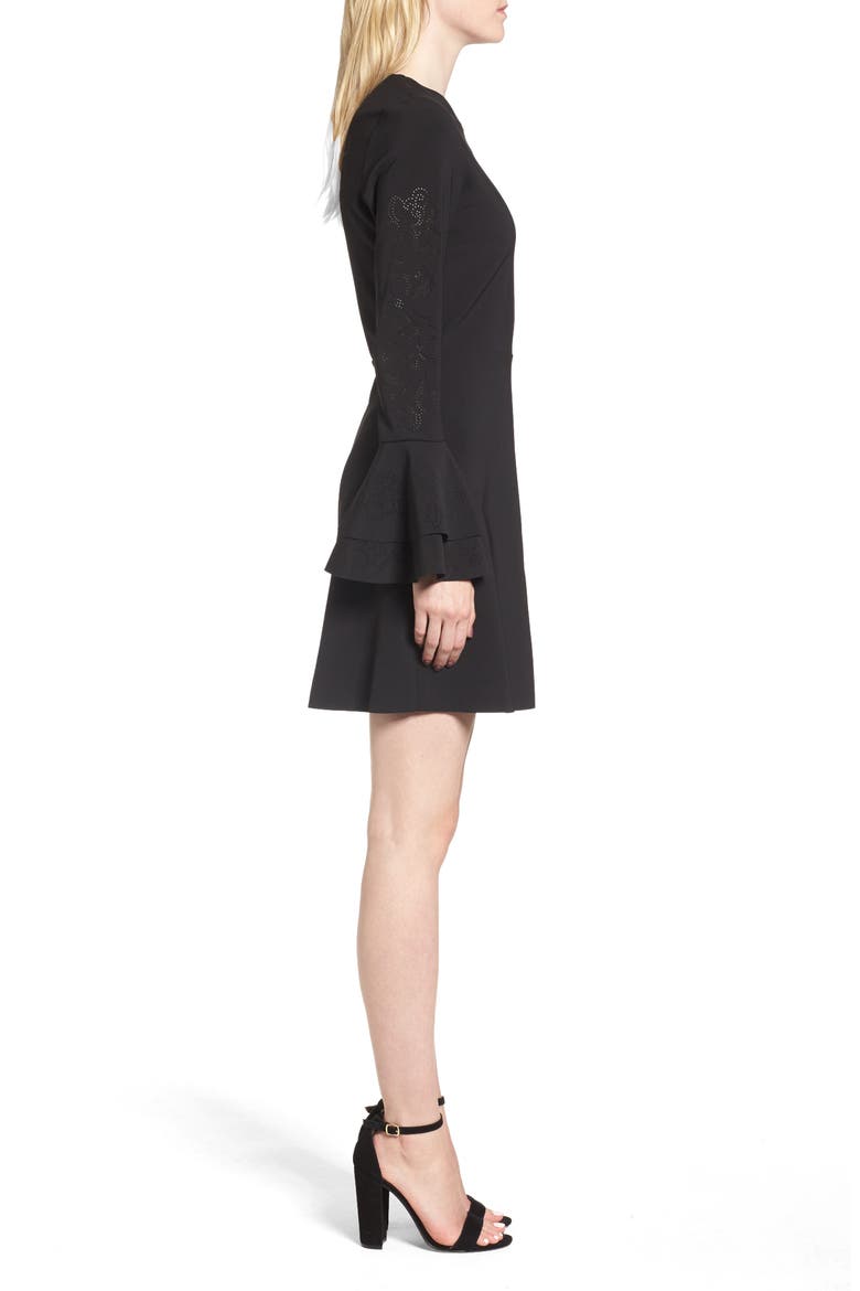 Orlando Ruffle Sleeve Dress, Alternate, color, BLACK