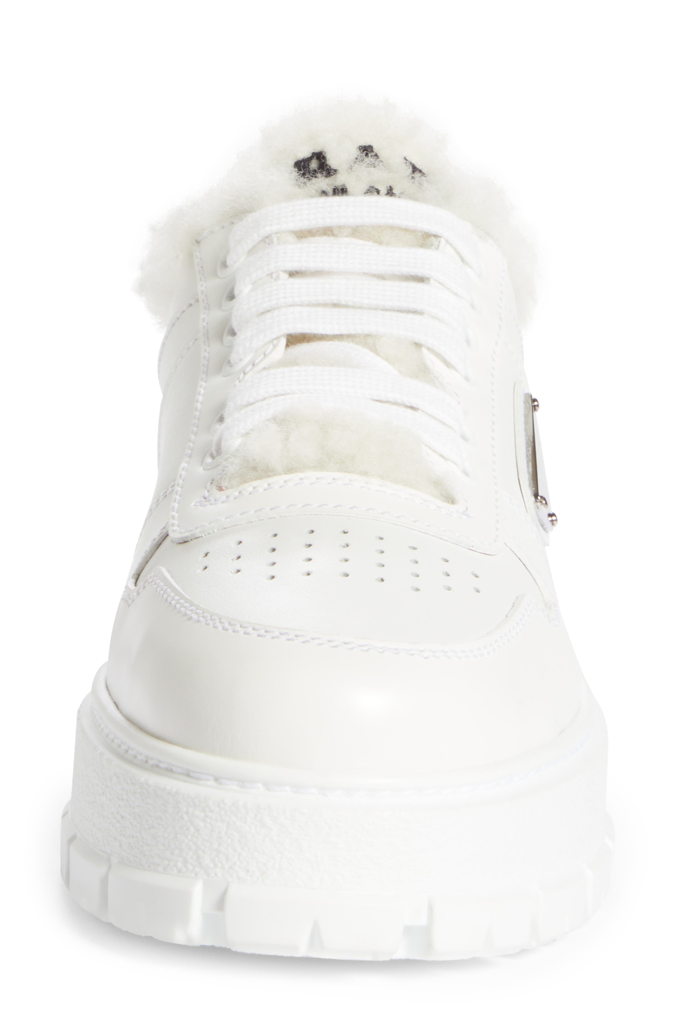 Prada Logo Sport Shearling Lined Platform Sneaker, Alternate, color, 