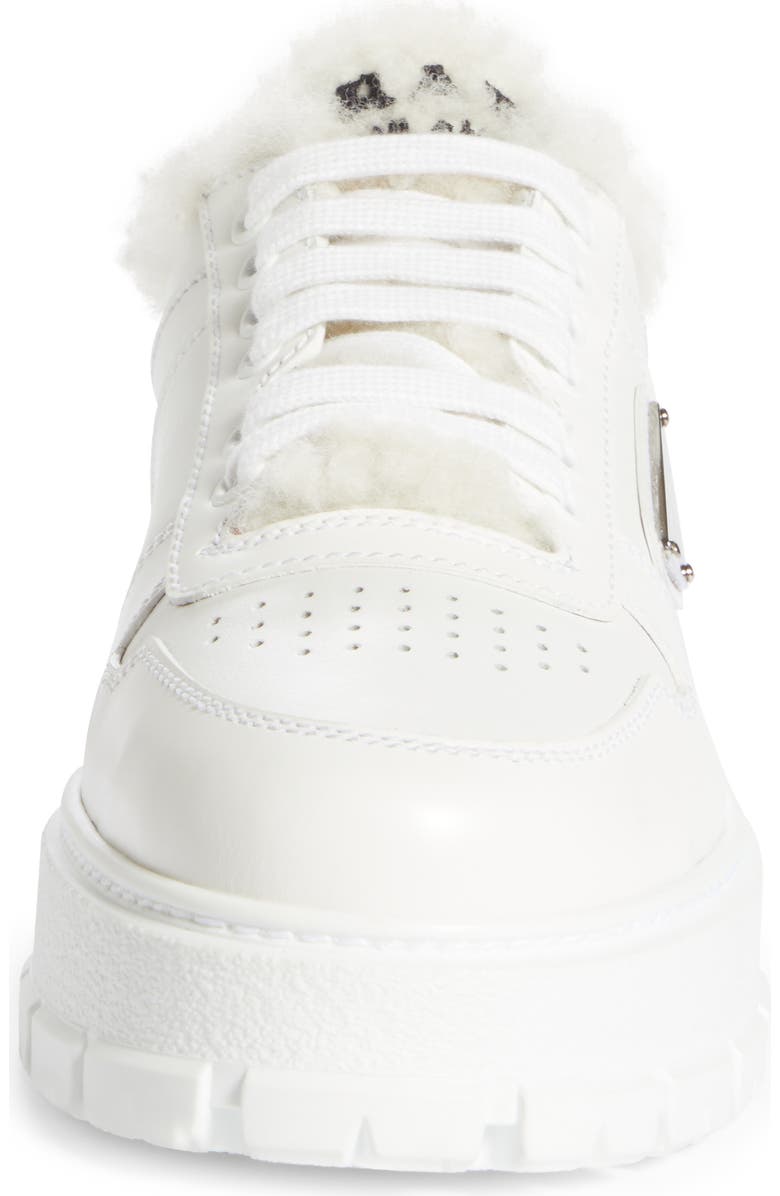 Prada Logo Sport Shearling Lined Platform Sneaker, Alternate, color,