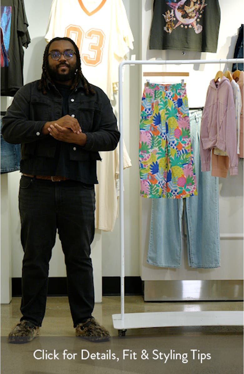 Kids' Nostalgic Frill Fruit Print Cotton Wide Leg Pants, sales video thumbnail