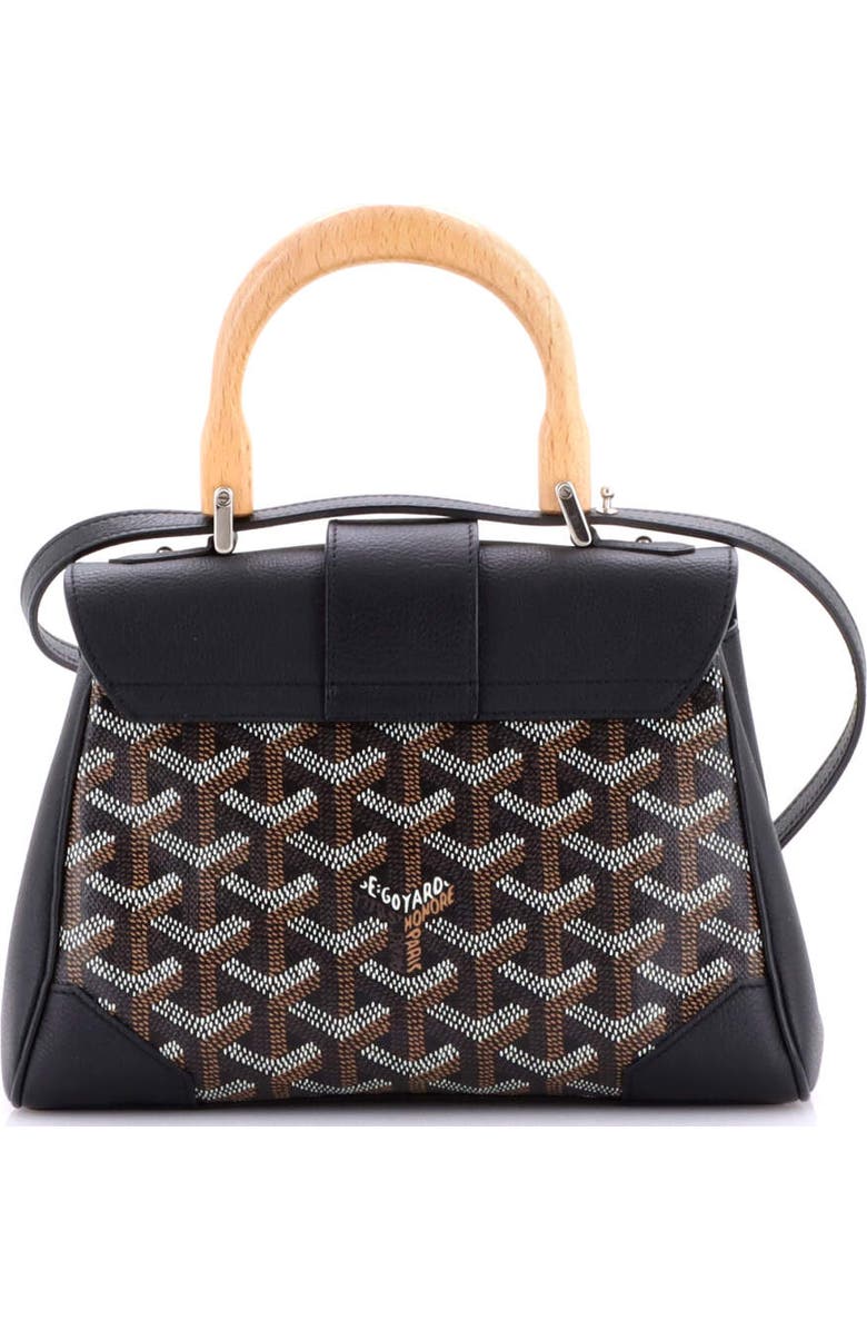 Pre-Owned Goyard Saigon Top Handle Bag Coated Canvas with Leather Mini, Alternate, color, Black