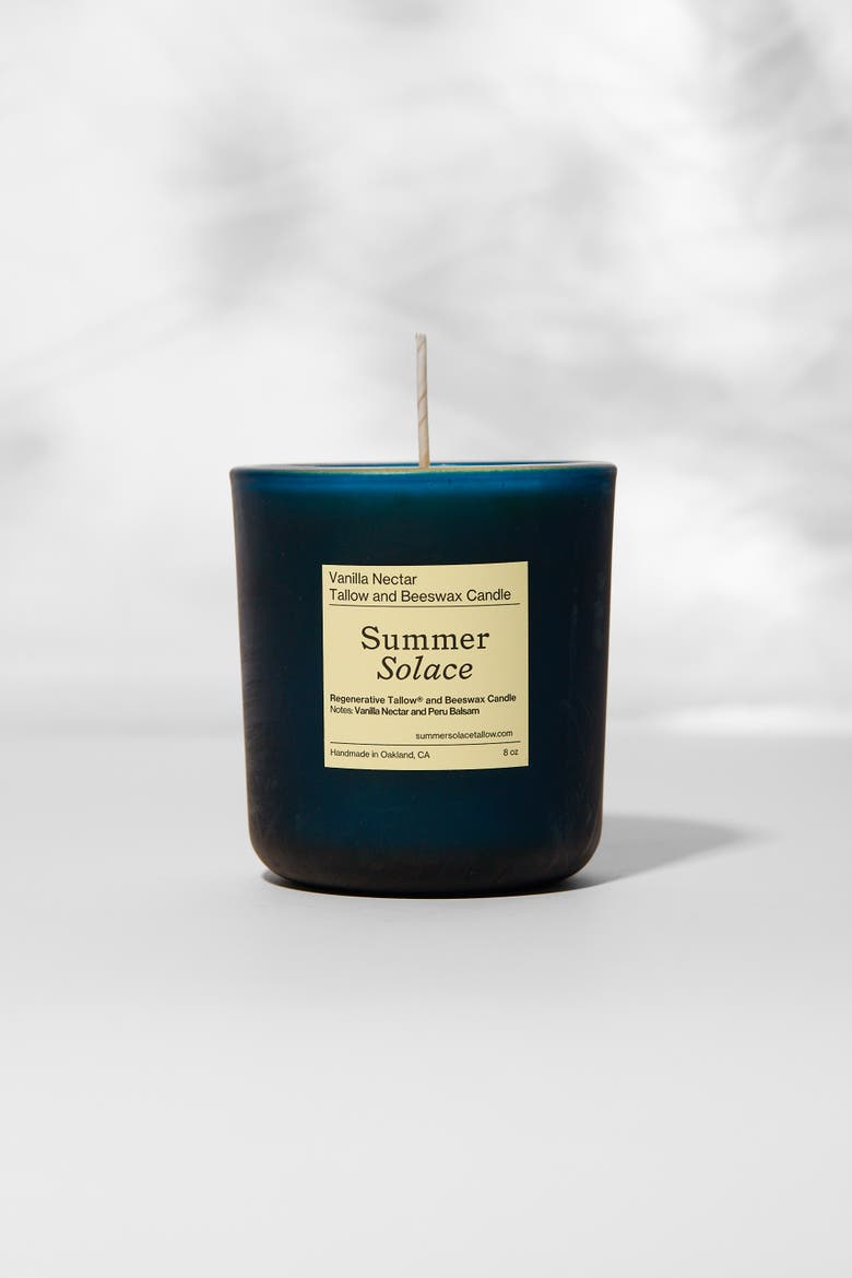 Vanilla Nectar and Peru Balsam Tallow and Beeswax Candle, Main, color, Blue-Green