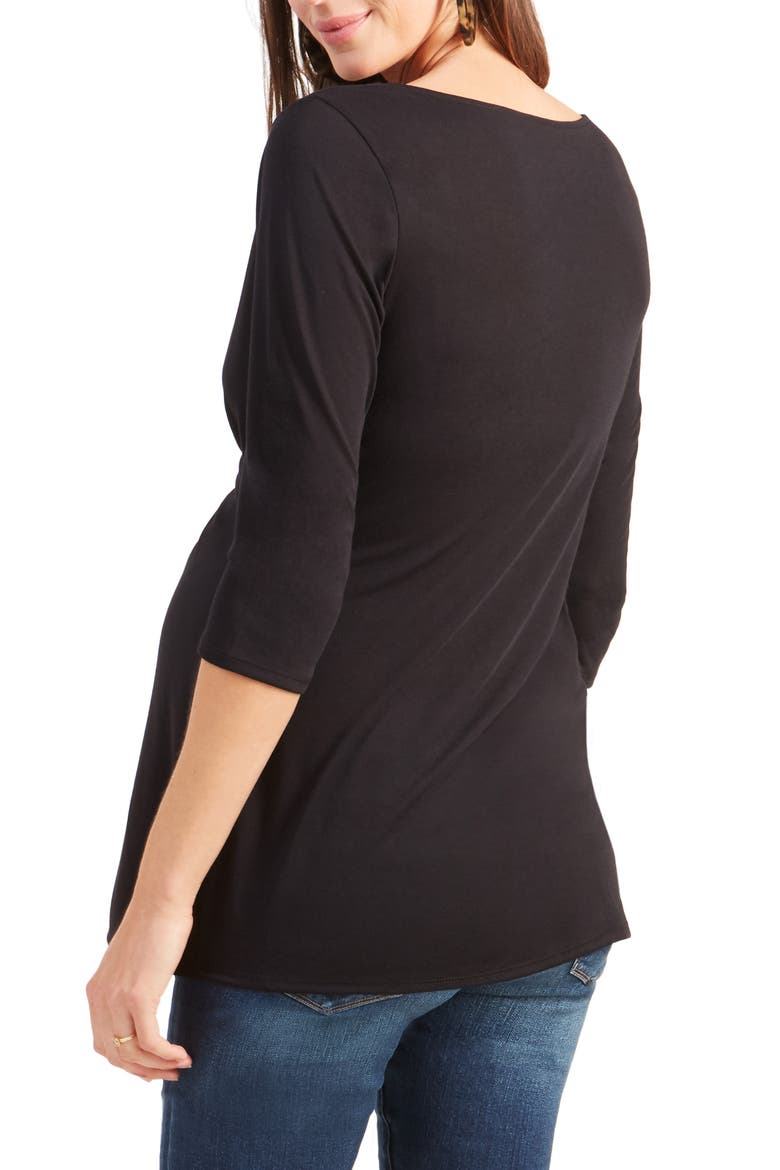 Ingrid & Isabel® Drape Front Maternity Top, Alternate, color, BLACK