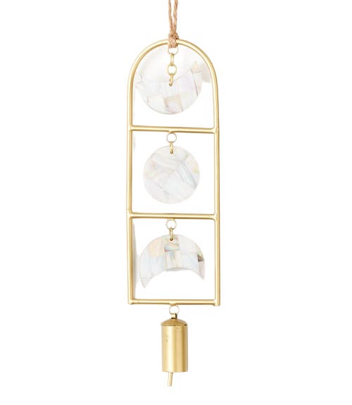 Matr Boomie Chayana Moon Phase Mother of Pearl Wind Chime - Fair Trade Decor in White/gold  product