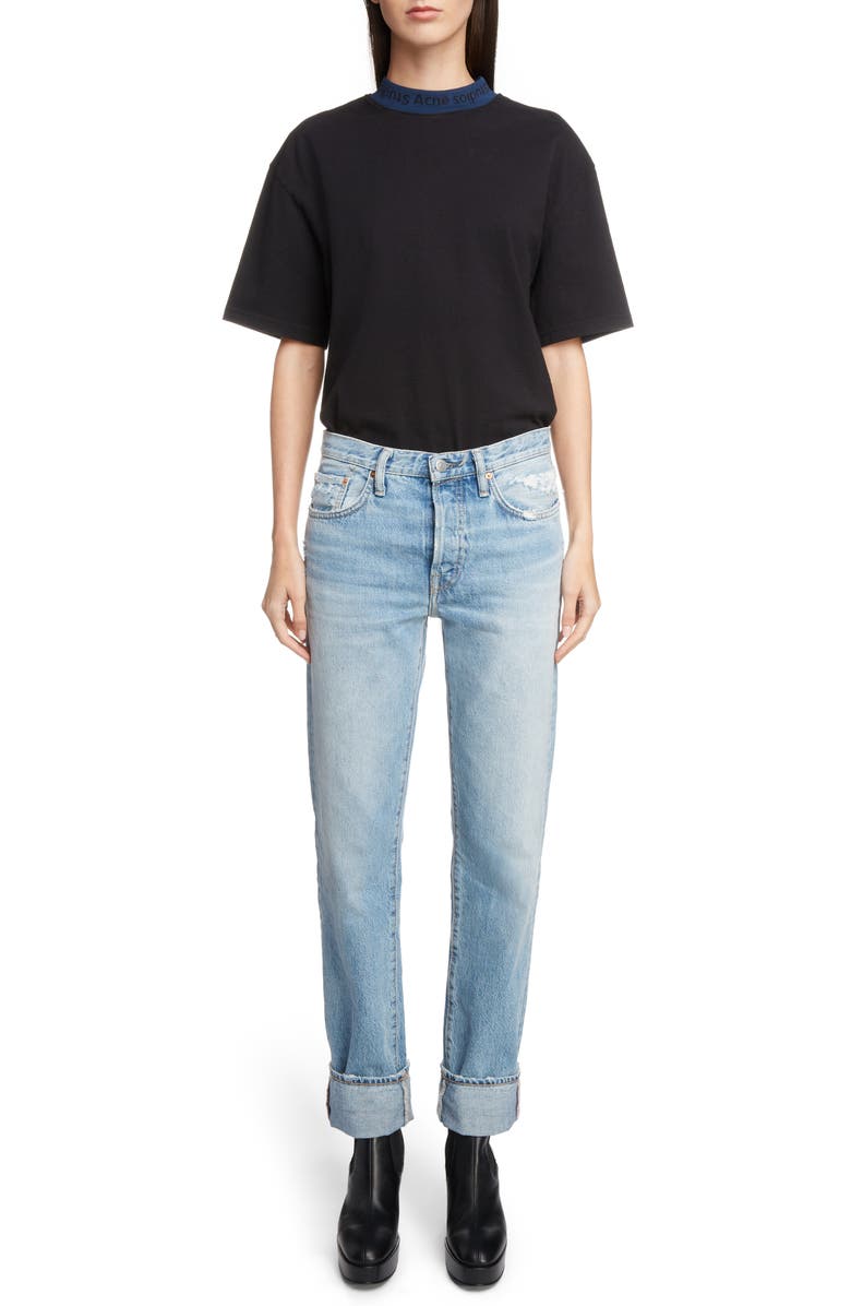 Acne Studios Logo Neck Tee, Main, color, 