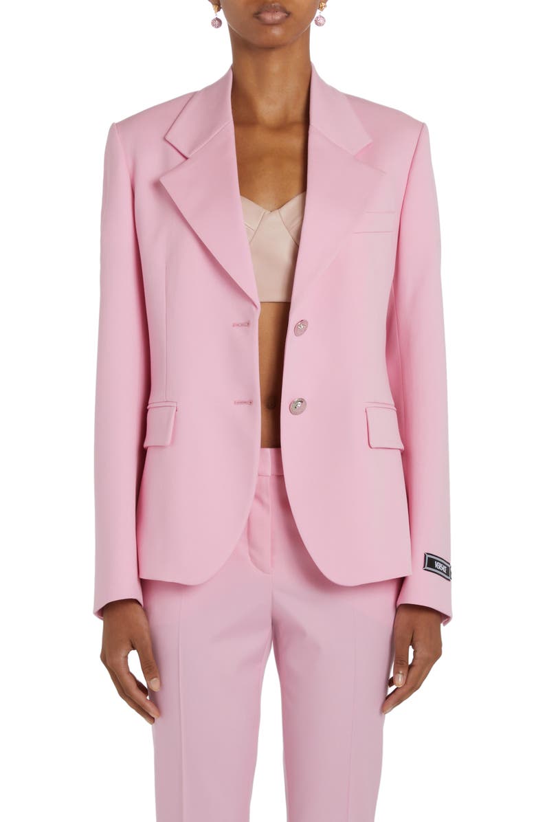 Versace Medusa Single Breasted Stretch Virgin Wool Blazer, Main, color, 