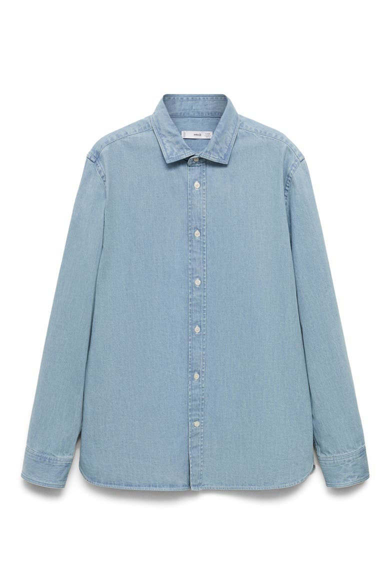 Denim Button-Up Shirt, Alternate, color, LIGHT BLUE