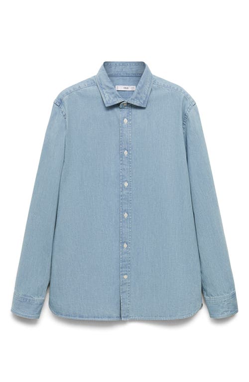 Mango Denim Button-up Shirt In Light Blue
