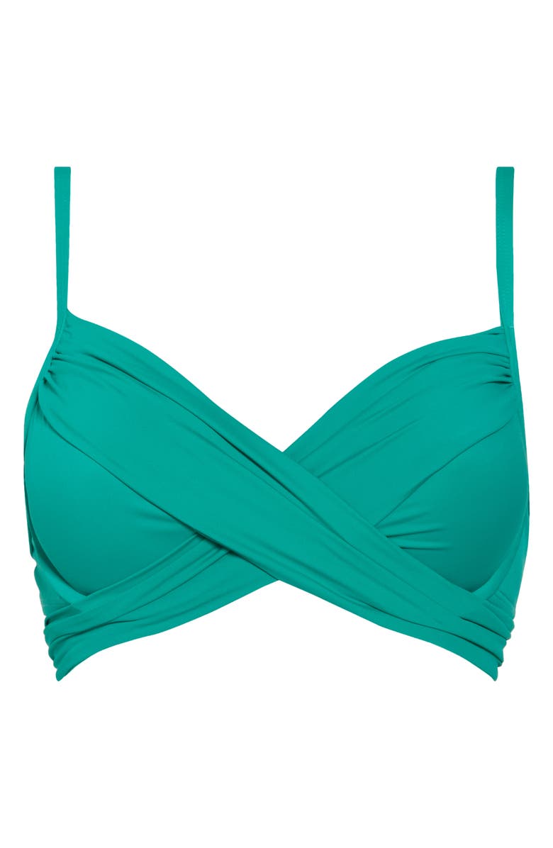La Blanca Wrap Bra Top, Alternate, color, Emerald