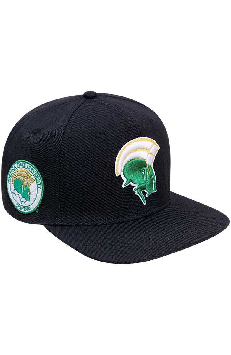 PRO STANDARD Men's Pro Standard Black Norfolk State Spartans Arch Over Logo Evergreen Snapback Hat, Main, color, 