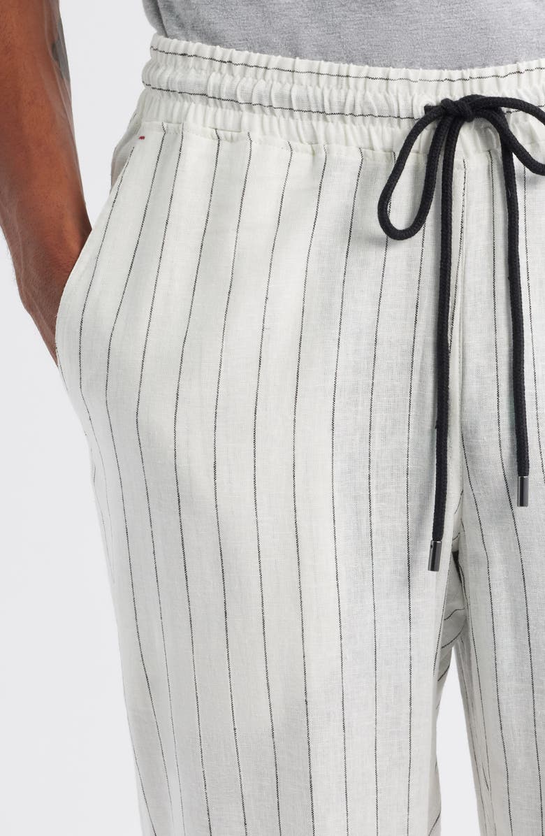 Daniel Buchler Stripe Linen Blend Drawstring Pajama Pants, Alternate, color, Iron Stripe