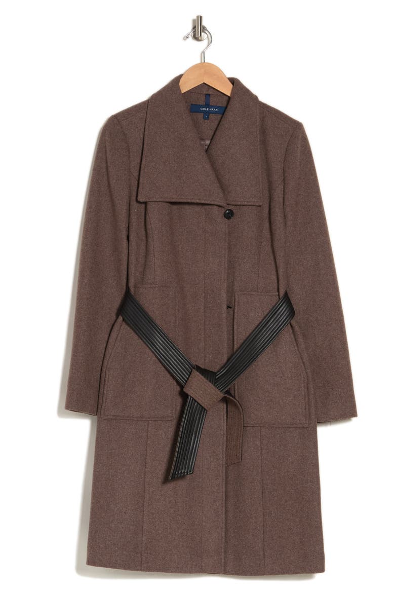 Melton Wool Belted Coat, Alternate, color, MEDIUM BROWN