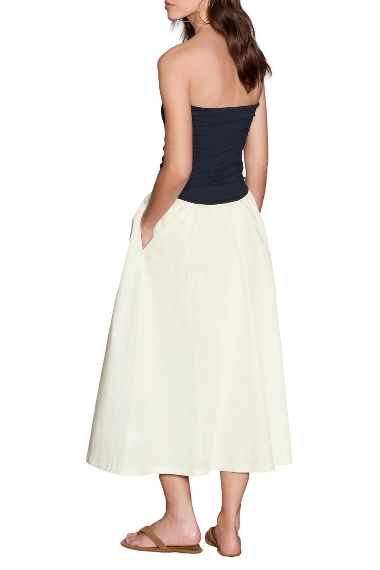 2-Tone Jersey & Woven Mix Strapless Maxi Dress, Alternate, color, WHITE