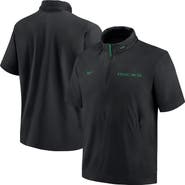 Nike Men's Nike Black Oregon Ducks 2024 Sideline Coach Short Sleeve Half-Zip Hoodie Jacket