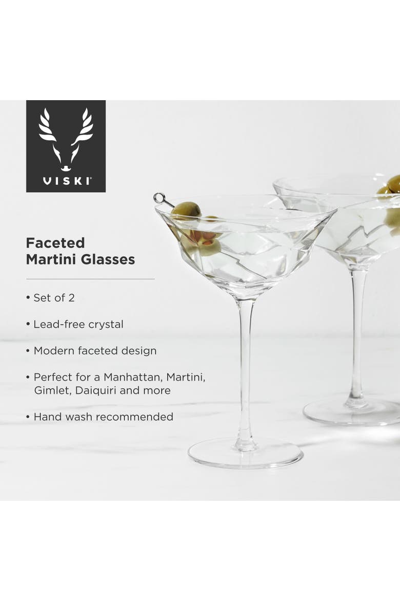 Seneca Crystal Faceted Martini Glasses Set of 2, Alternate, color, CLEAR