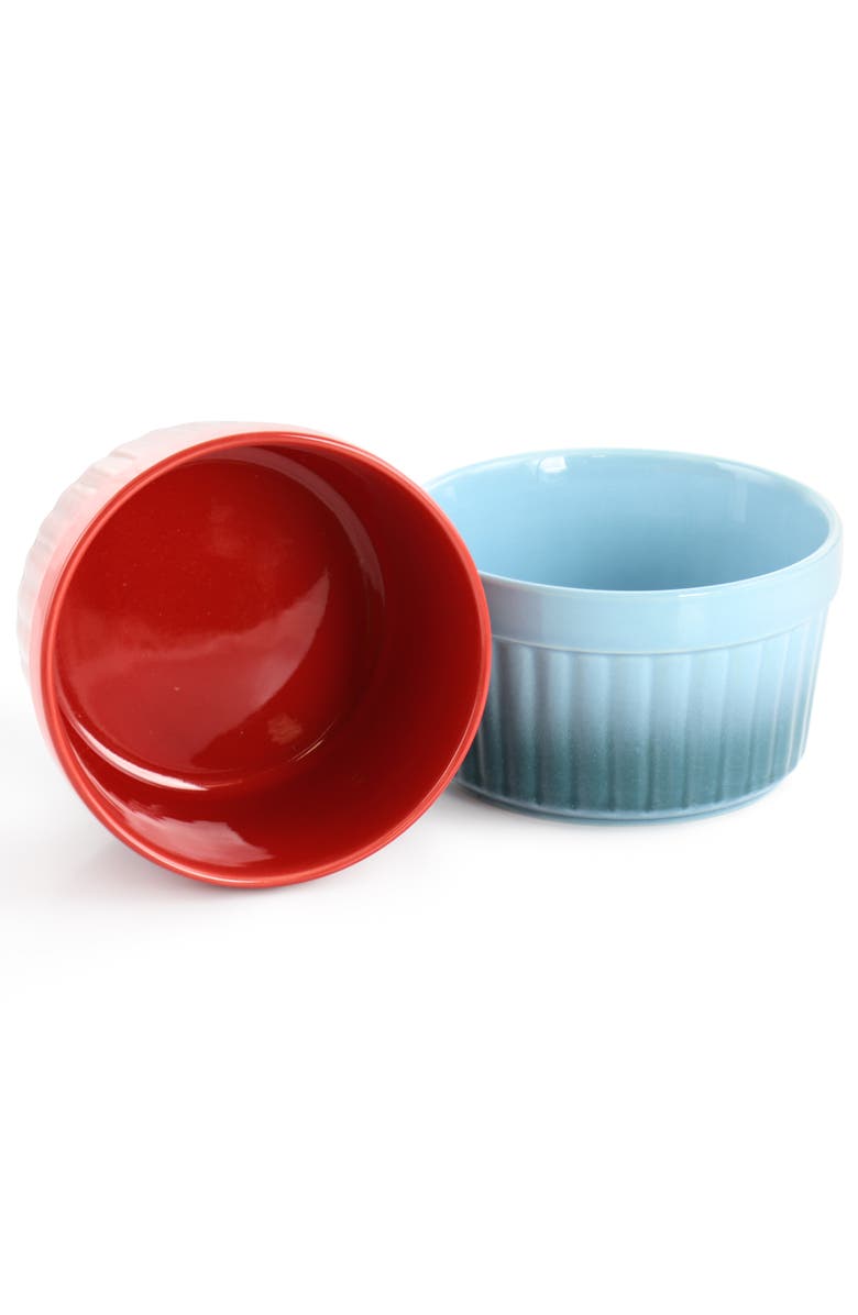 Crockpot Thornburg 6 Piece 12 Ounce Round Stoneware Ramekin Set, Alternate, color, Blue