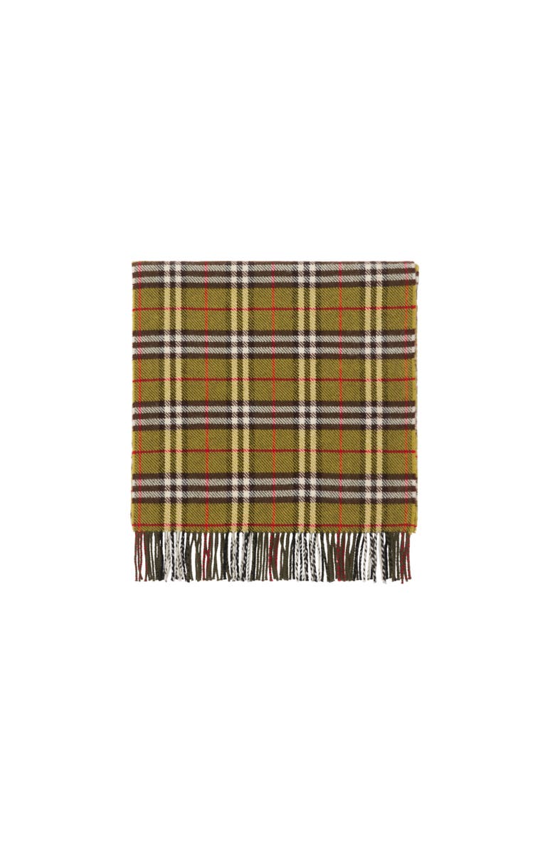 Burberry Check British Wool Scarf, Alternate, color, Khaki Green