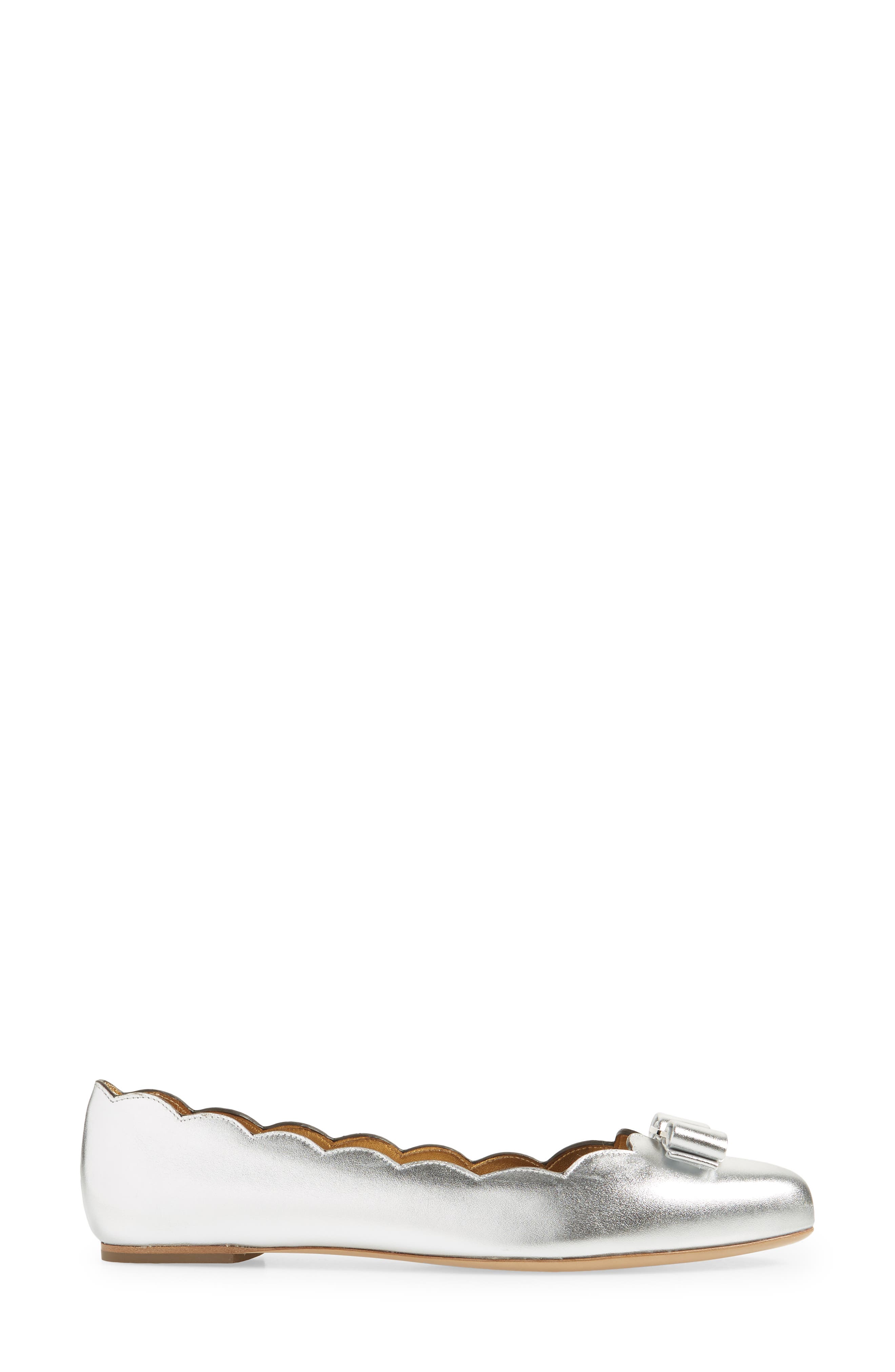 Salvatore Ferragamo Varina Shell Flat, Alternate, color, ARGENTO